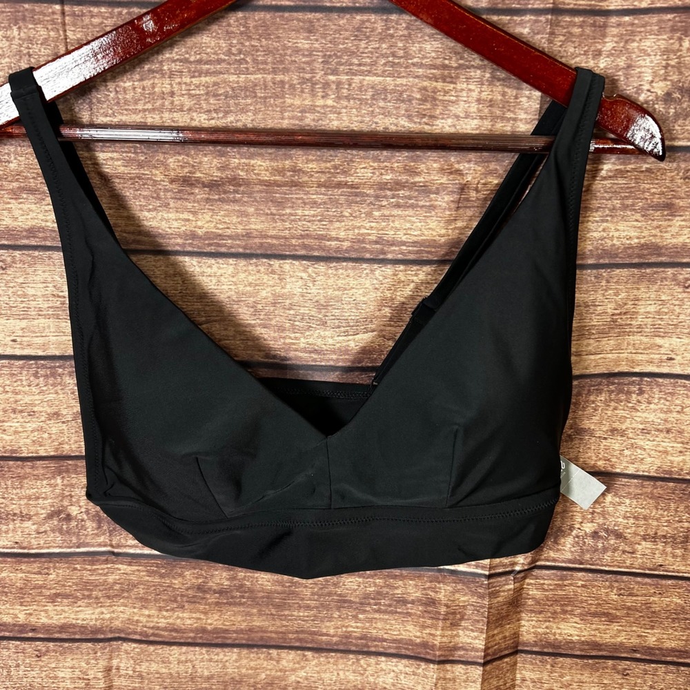 Aerie Scoop Bikini Top Padded True Black Womens XL Solid Swim Top 0753-1237 NEW
